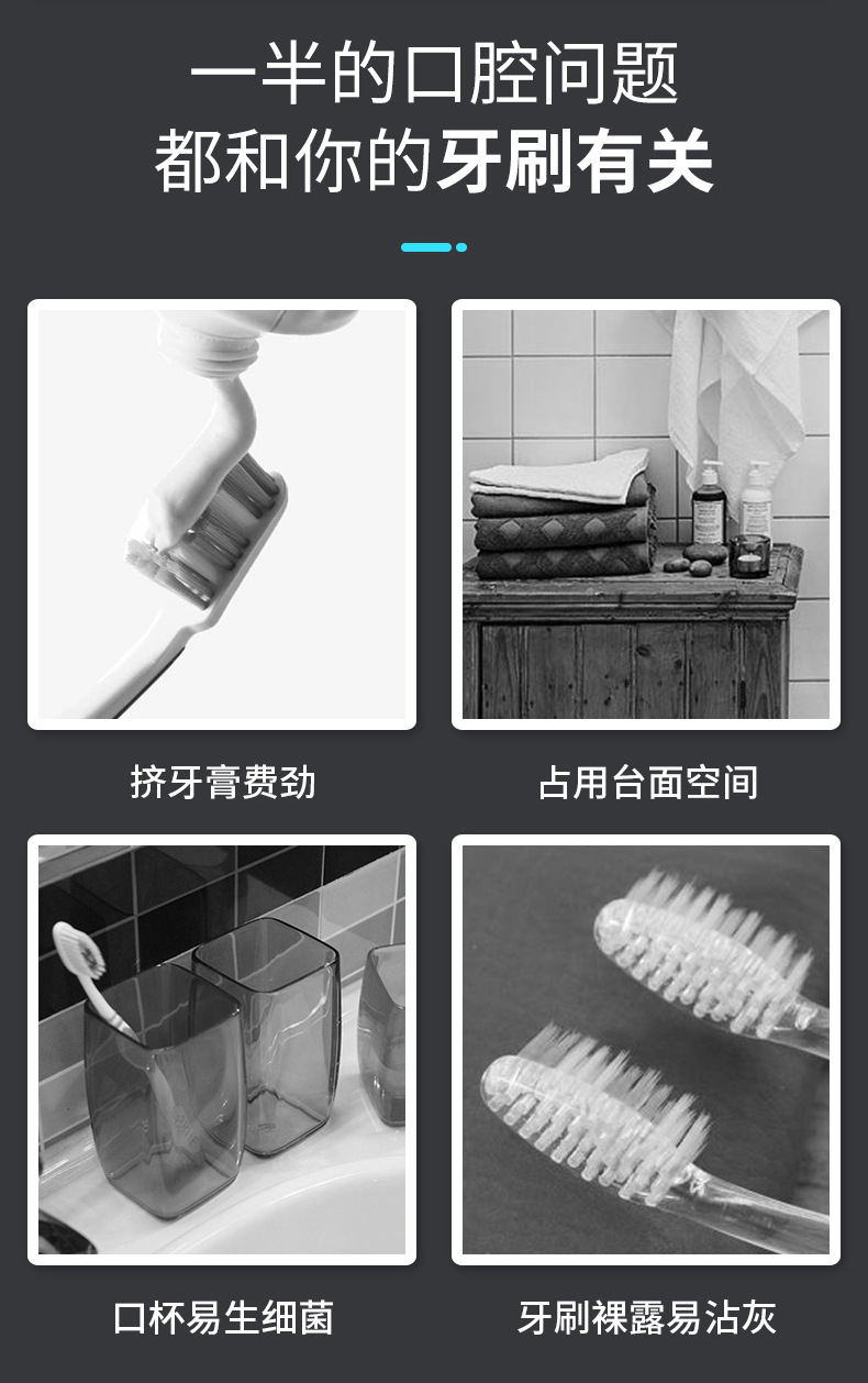 牙刷置物架免打孔漱口杯刷牙杯挂墙式卫生间壁挂式收纳盒牙缸套装详情3