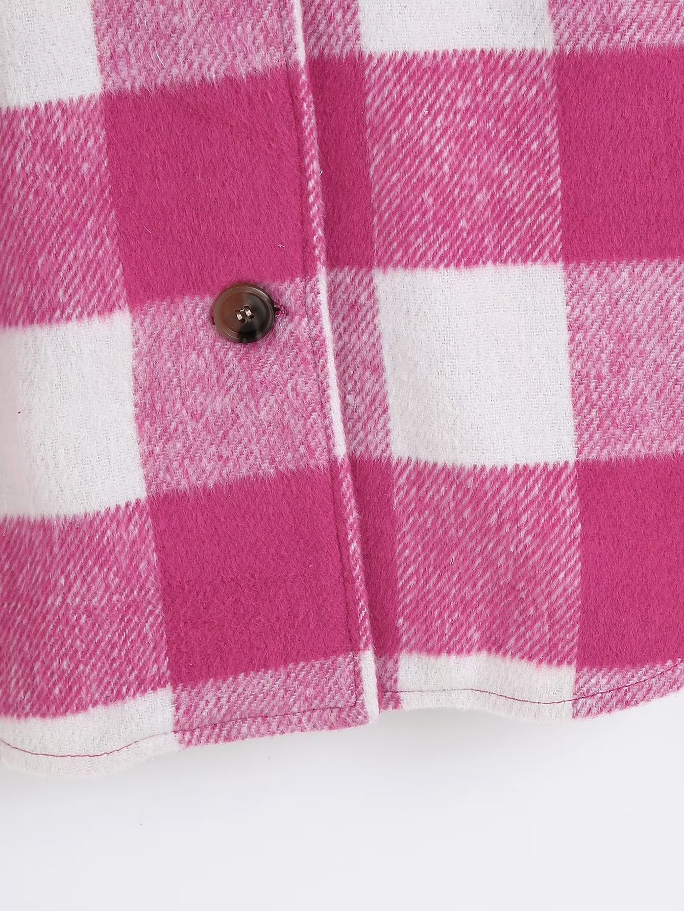 T2024跨境时尚女装 2022秋季新品 腰带格子毛呢宽松外套 5270女式详情17