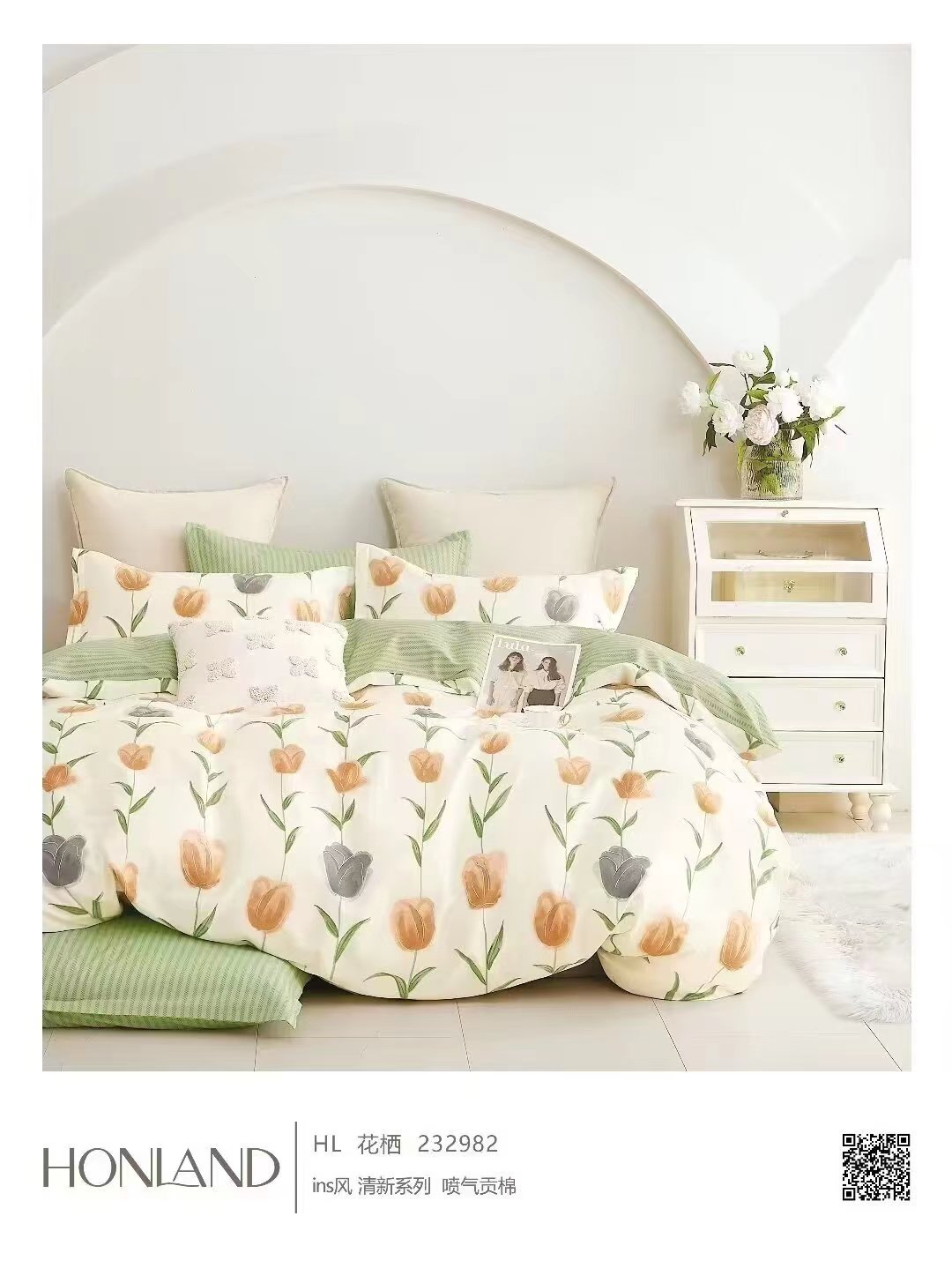 All-season all-cotton skin-friendly bedding, thickened bed sheets and quilt covers, fresh and clean pure cotton twill bed four-piece set pic 4