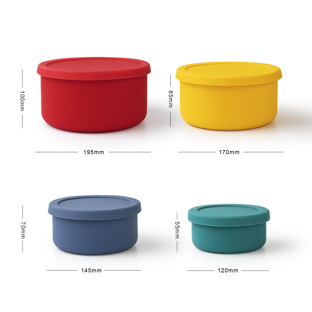 Microwave-safe, foldable silicone insulated lunch box, sealed to prevent cross-contamination of flavors, food-grade round silicone lunch box pic 16