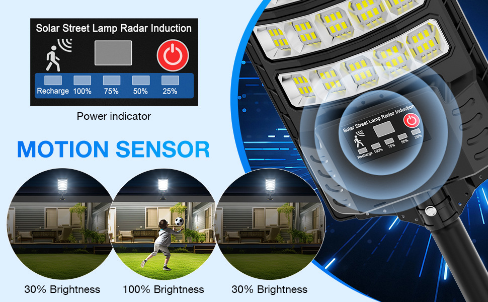 2025亚马逊新款私模太阳能一体化路灯高亮度人体感应电量显示详情4