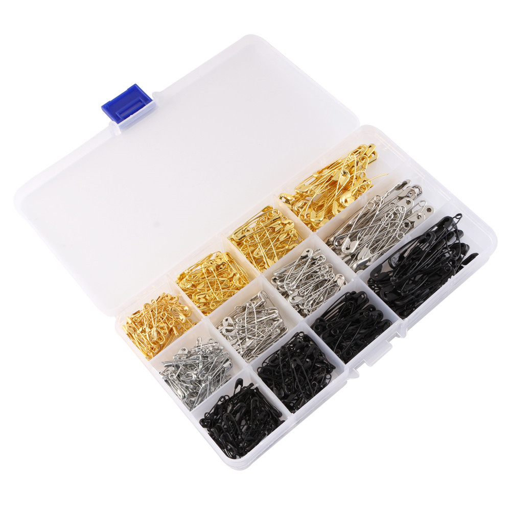 亚马逊540枚金银黑三色安全别针套装多型号镀镍别针厂家批发详情12