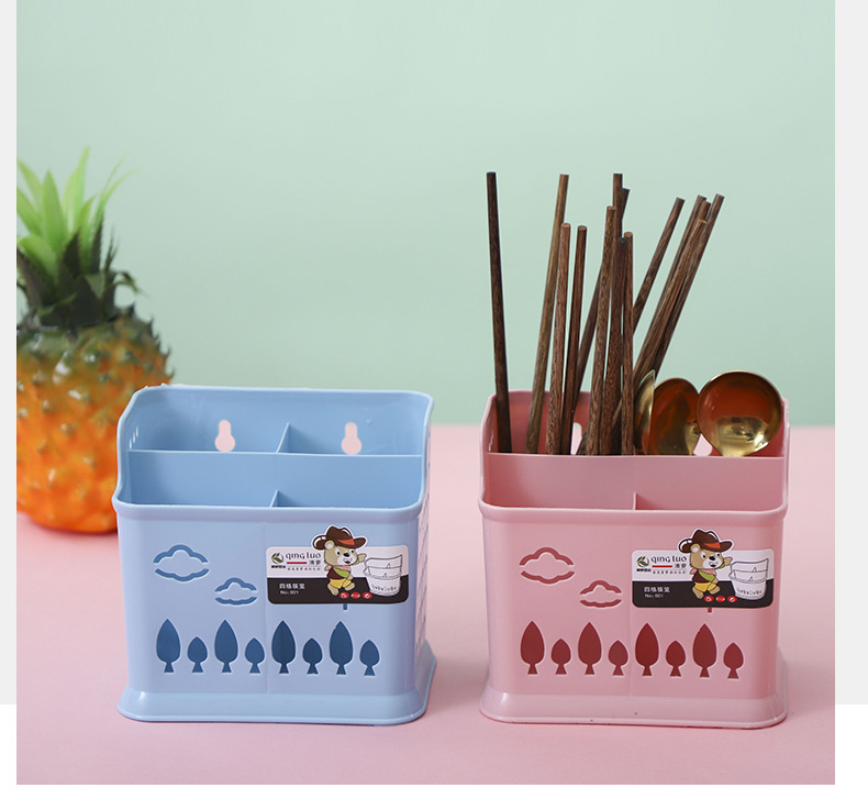 Supply of cartoon four-grid 筷笼 chopstick holder plastic thickened Nordic multi-functional chopstick cage for home and commercial use pic 18