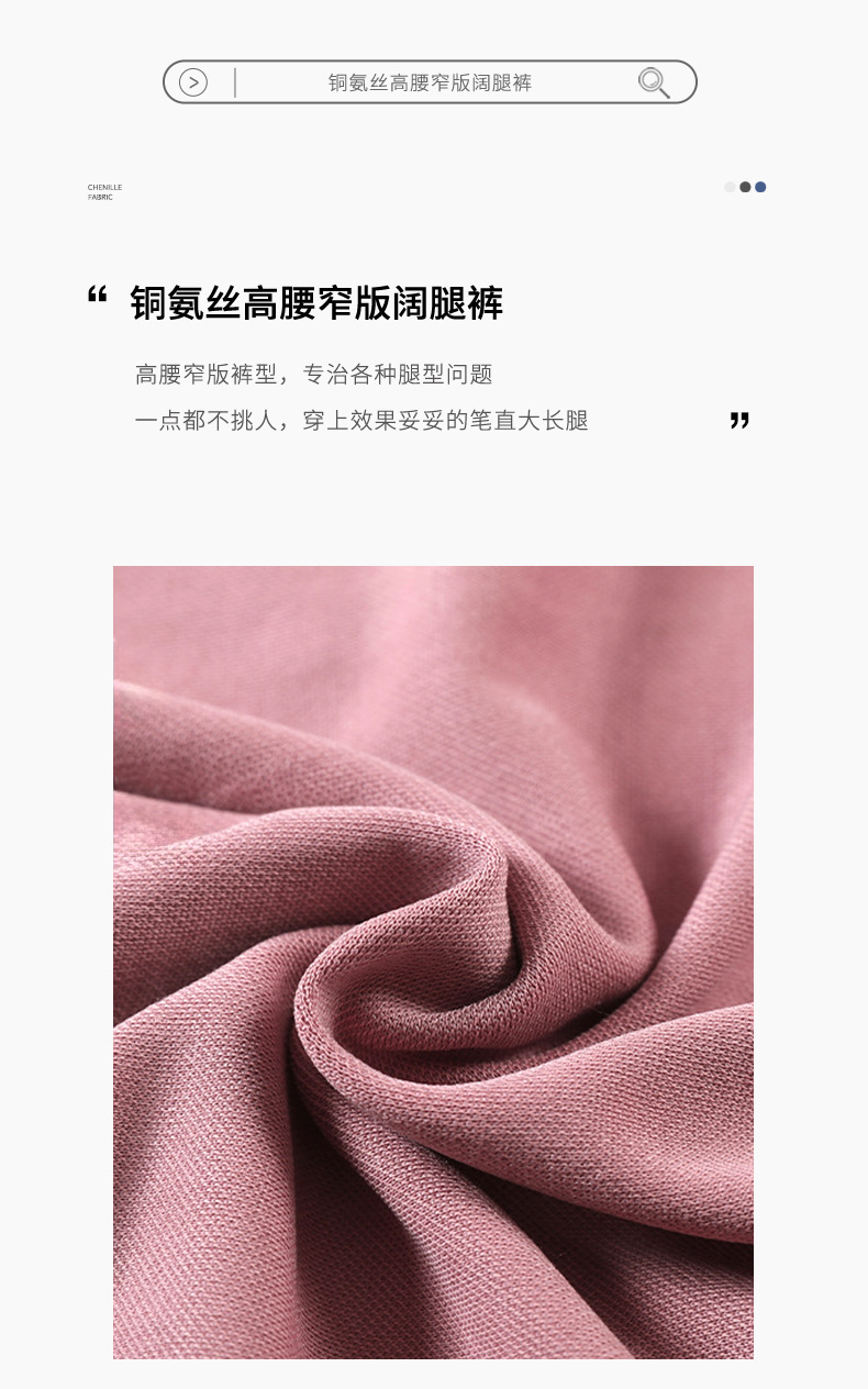 铜氨丝九分裤高腰阔腿垂感宽松显瘦2024夏季新款莫代尔冰丝长裤详情5