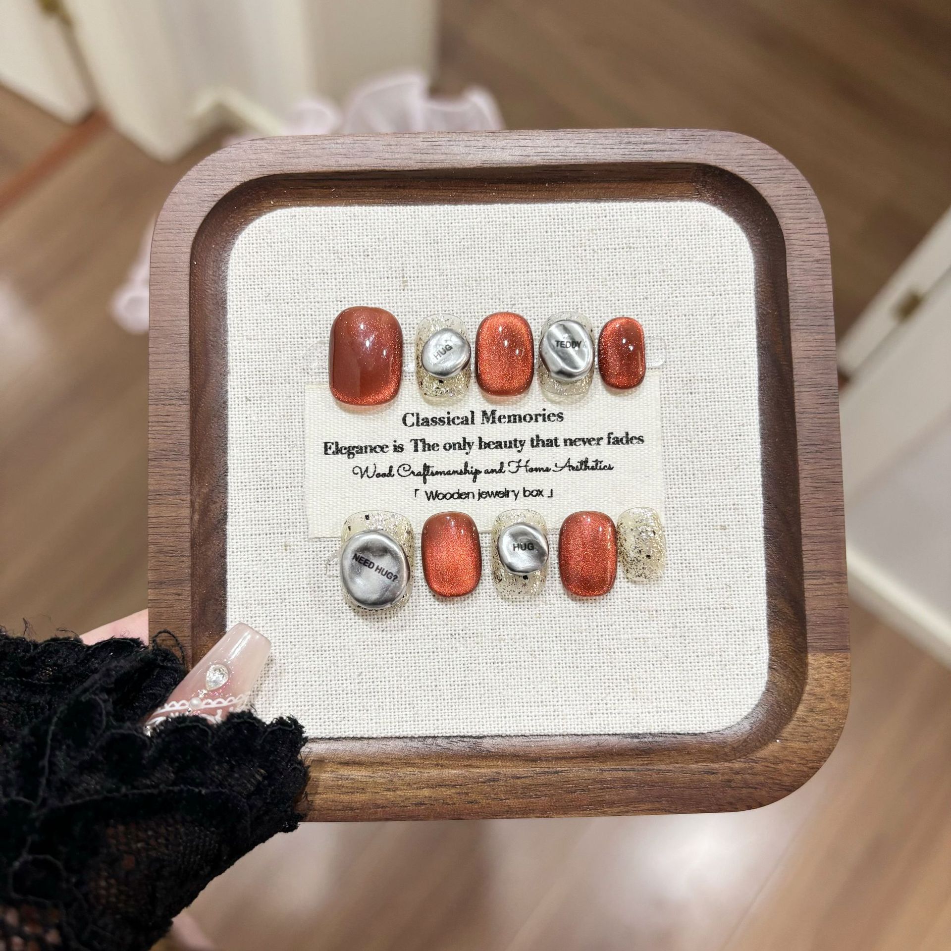 Jx春季清新新款穿戴甲片高级感纯手工制作美甲贴海洋密语粉桃芝士详情15