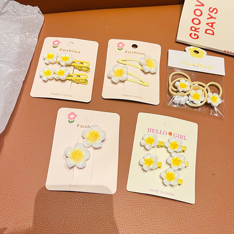 新款韩国发夹泫雅风鸡蛋花发卡可爱简约发饰边夹少女百搭发圈批发详情11