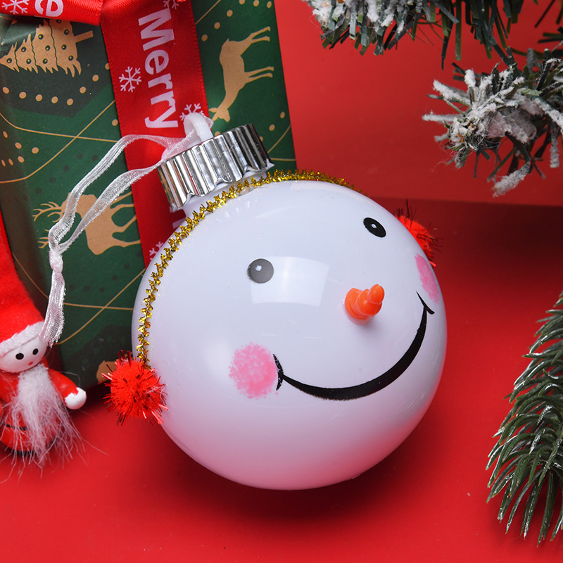 跨境圣诞球发光挂件卡通雪人塑料球摆件装饰圣诞节庆氛围挂饰批发详情8