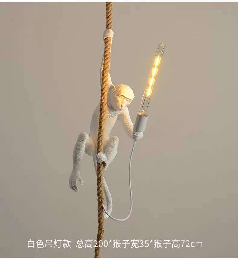 Cross-border monkey lamp, hemp rope lamp, clothing store lamp, retro industrial style animal resin hemp rope lamp, Nordic chandelier pic 9