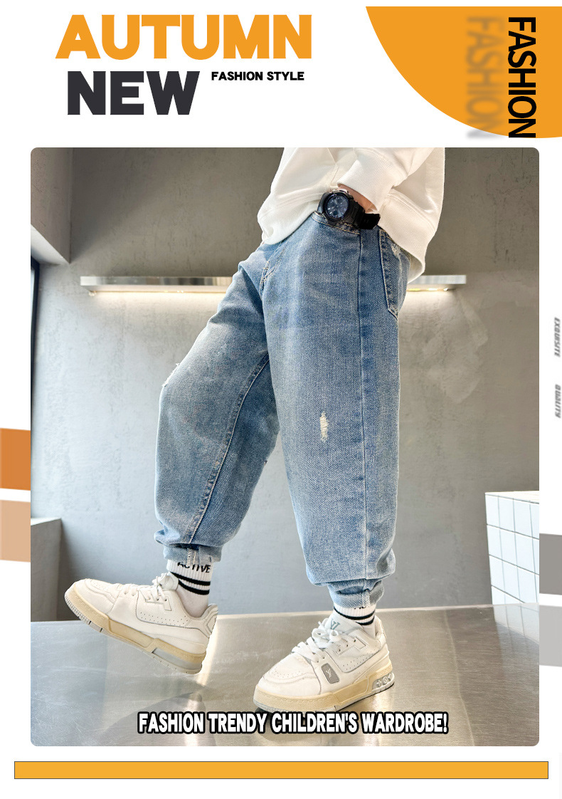 儿童装男童秋装裤子2023新款中大童春秋款男孩秋季牛仔裤帅气集合详情2