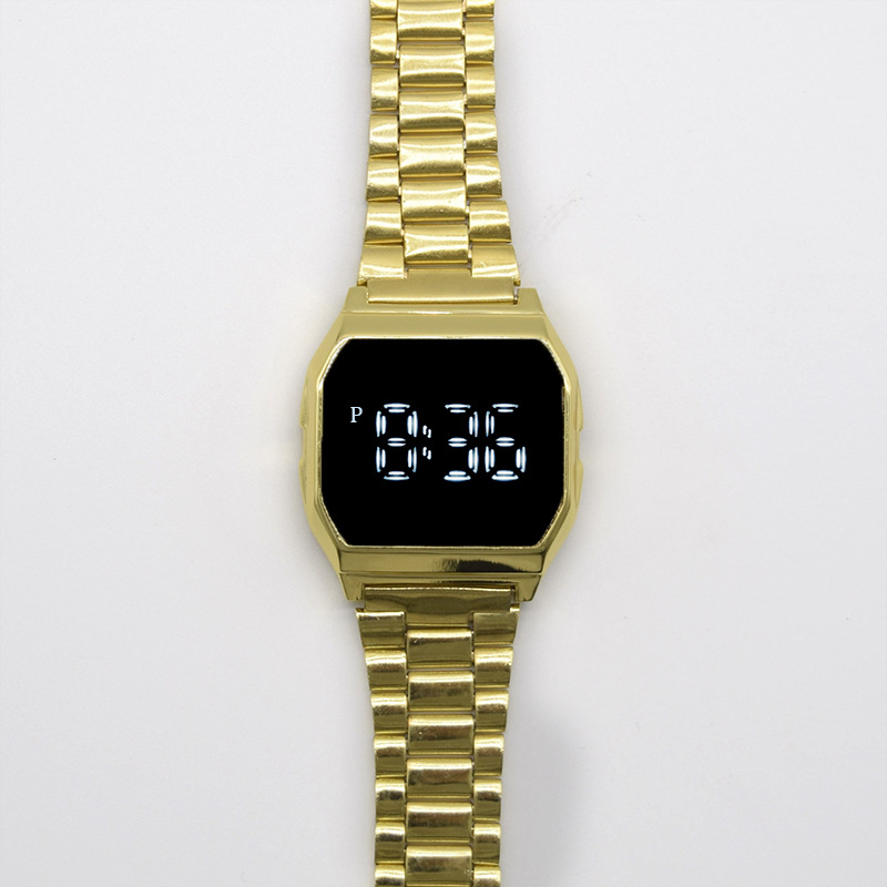 Factory direct sales of F91 metal steel band LED watch, square foreign trade fashionable electronic watch, touch watch for students, men and women pic 15
