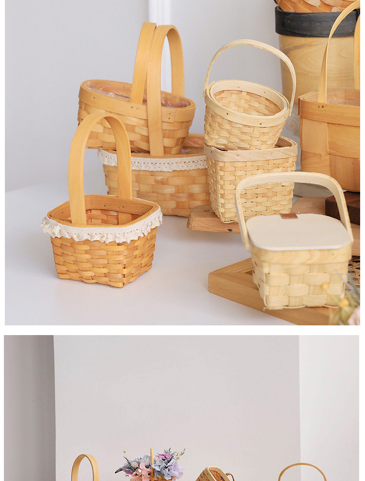 Yuan Yang wood chip hand-held woven flower basket, flower art training, flower arrangement, fresh flowers, artificial flowers, decorative flower vases, festival gift baskets pic 6