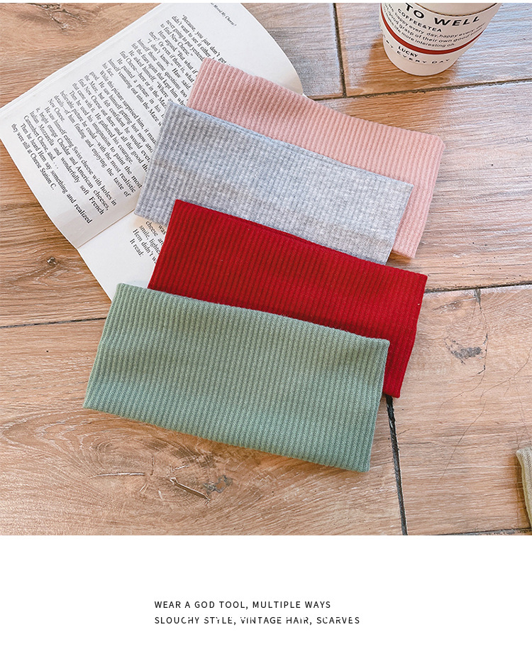 The same style of sports hair band as Ouyang Nana, versatile for female Internet celebrities, sweat-absorbing, running out, knitted woolen headscarf for women pic 5