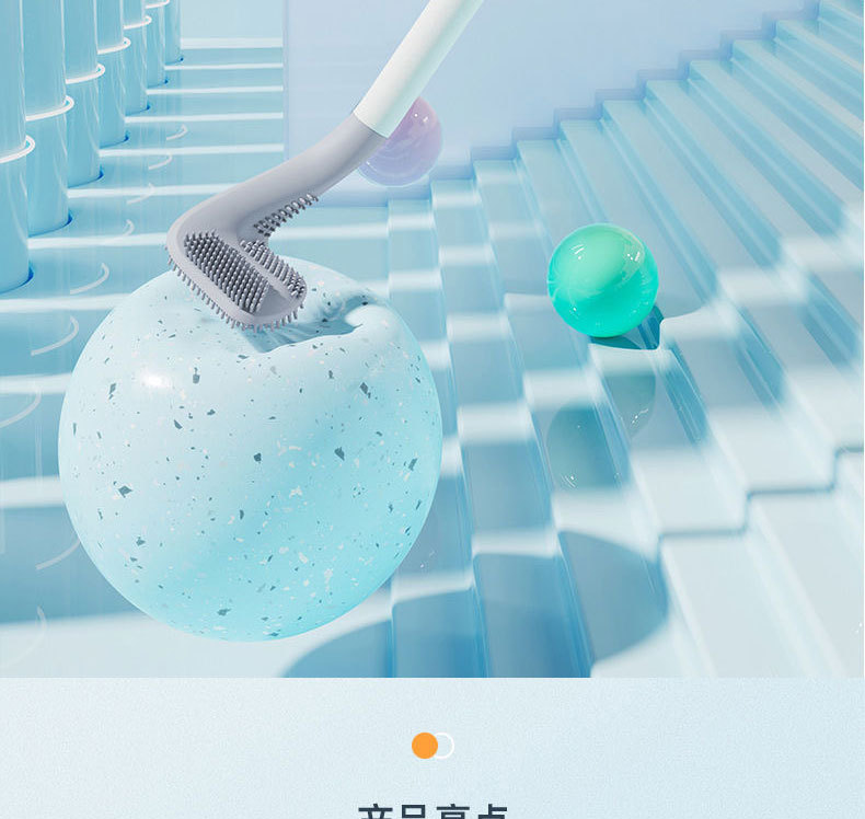 Golf silicone toilet brush, a household toilet cleaning wonder without blind spots, wall-mounted bathroom cleaning brush pic 2