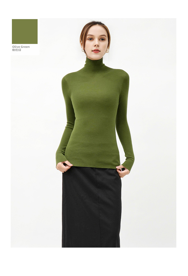 100% wool high-neck base layer shirt, a new bestseller for autumn and winter, versatile and stylish. Pair it with a long-sleeved knitted sweater and top for women pic 23