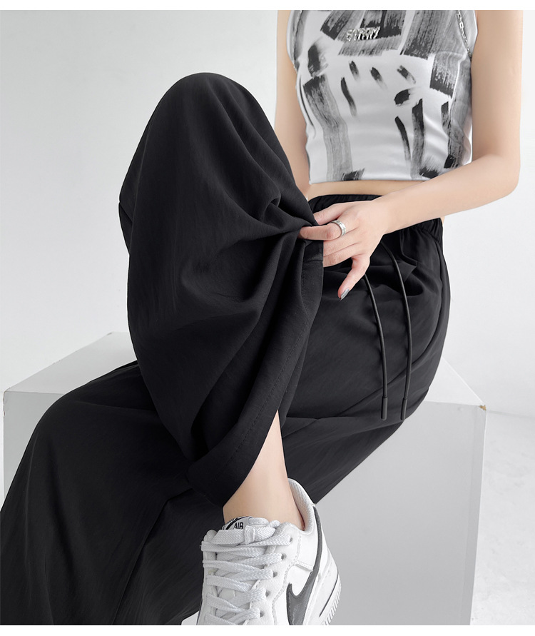 冰丝山本休闲裤女2024夏季新款高腰宽松直筒防晒垂感日系阔腿裤潮详情64