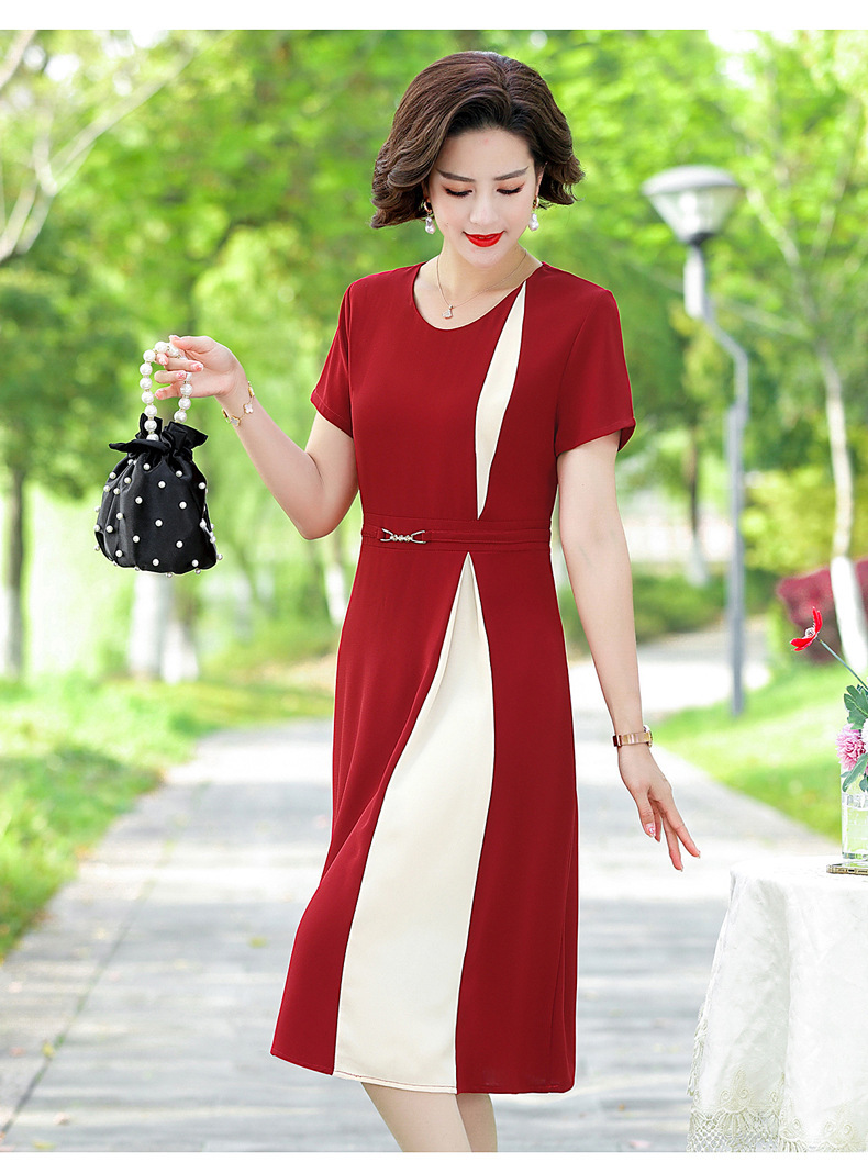 妈妈装夏季连衣裙40岁50中老年短袖女洋气裙子修身中年人薄款长裙详情18