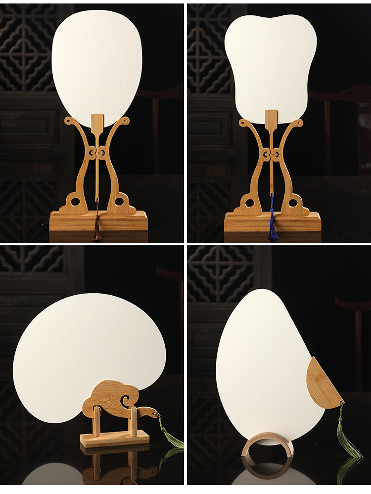 半生熟宣纸漆扇专用空白扇子pvc板团扇diy古风复古手绘漂漆扇批发详情11