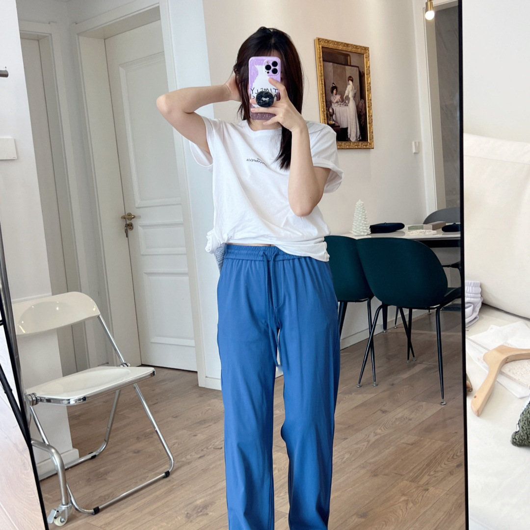 042302春夏新款青年流行女士宽松弹力舒适户外运动阔腿休闲裤纯色详情1