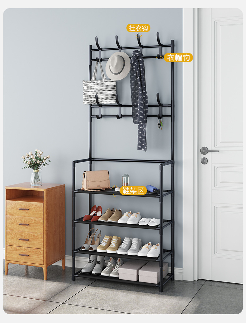 Entrance hall storage shoe rack, simple shoe and hat rack, floor coat and hat rack, integrated combination rack, bedroom and living room coat and hat rack pic 5