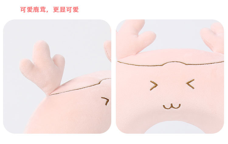 Cartoon U-shaped pillow, cute pillow, deer shape plus eye mask set, detachable and washable factory stock, one-piece shipping pic 21