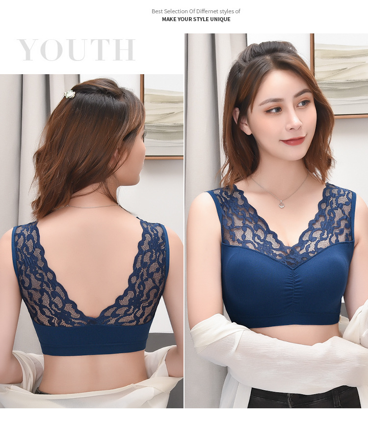 Seamless, sexy, lace, breathable, strapless, and tight-rimless lingerie for girls weighing 75 to 170 pounds. [8-ply tulle pic 13