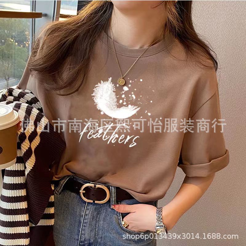 Cheap street stall clothing wholesale, summer short-sleeved T-shirts for women, cotton letter printed Korean version, Instagram trend pic 11