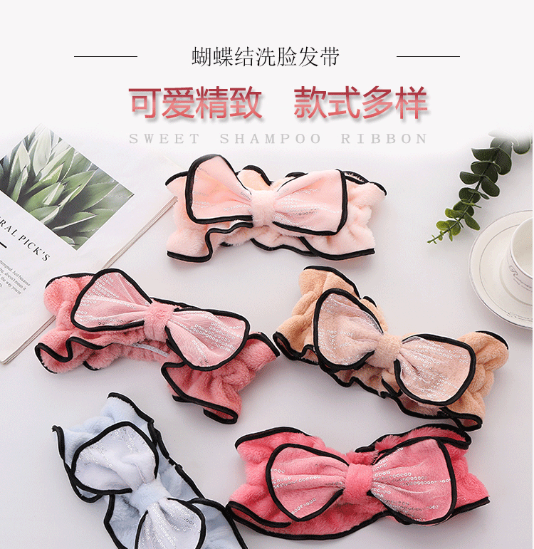 Internet-famous bow girl headband, female rabbit ear headband, cute cartoon face wash hair tie, Korean version headwear pic 3