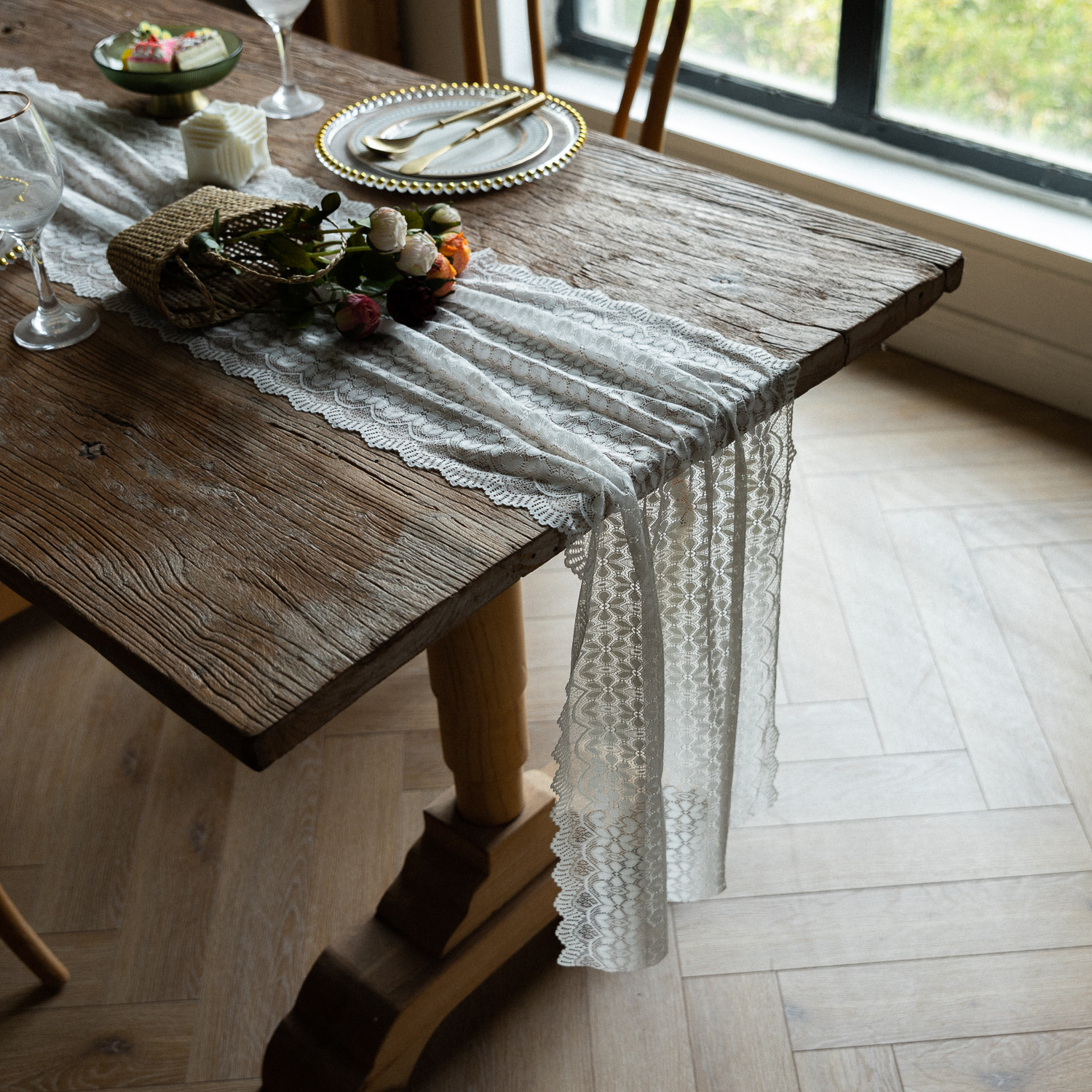 Lace table flag, American retro tablecloth, TV cabinet cover, home Chinese trend decoration bed flag, dressing table scarf, cross-border manufacturer pic 6