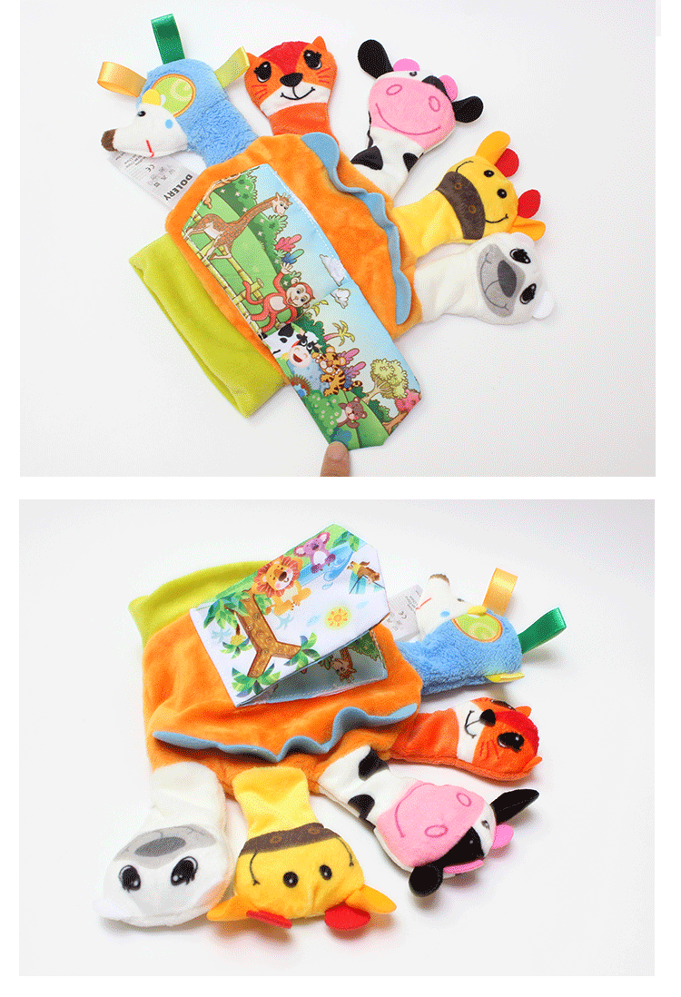 Baby cartoon animal finger puppets with cloth books, sound paper, early education parent-child interactive hand toys pic 7