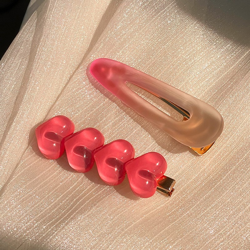 夹女碎发爱心粉色系女发夹网红新款夹子夏季刘海夹头饰侧边发卡详情23