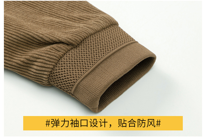 Corduroy stand-up collar jacket for men, autumn and winter business casual coat for dad, loose plus-size shirt for men, retro baseball jacket pic 24