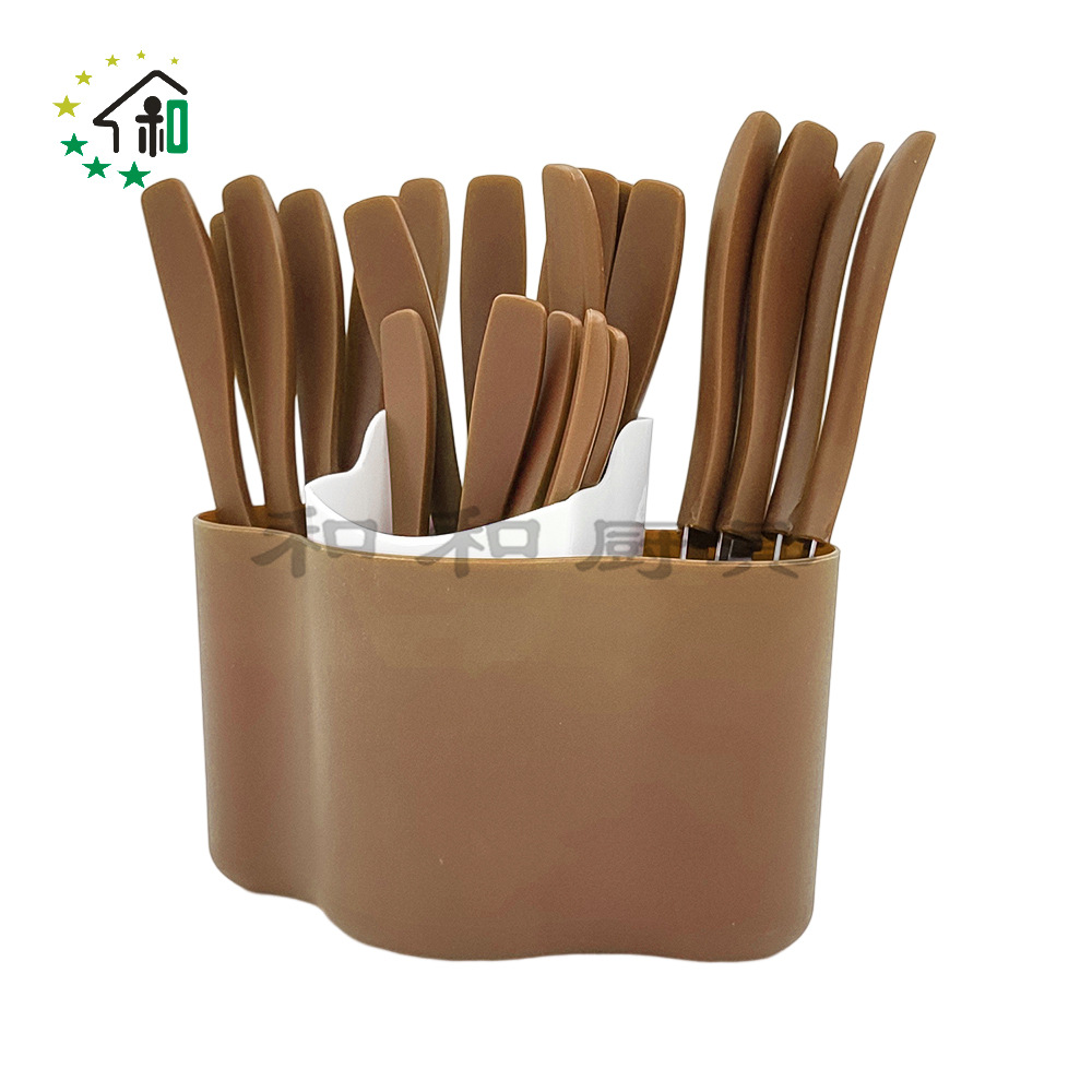 收纳桶塑料手柄西餐牛排餐具不锈钢刀叉勺子24件套装 cutlery set详情26