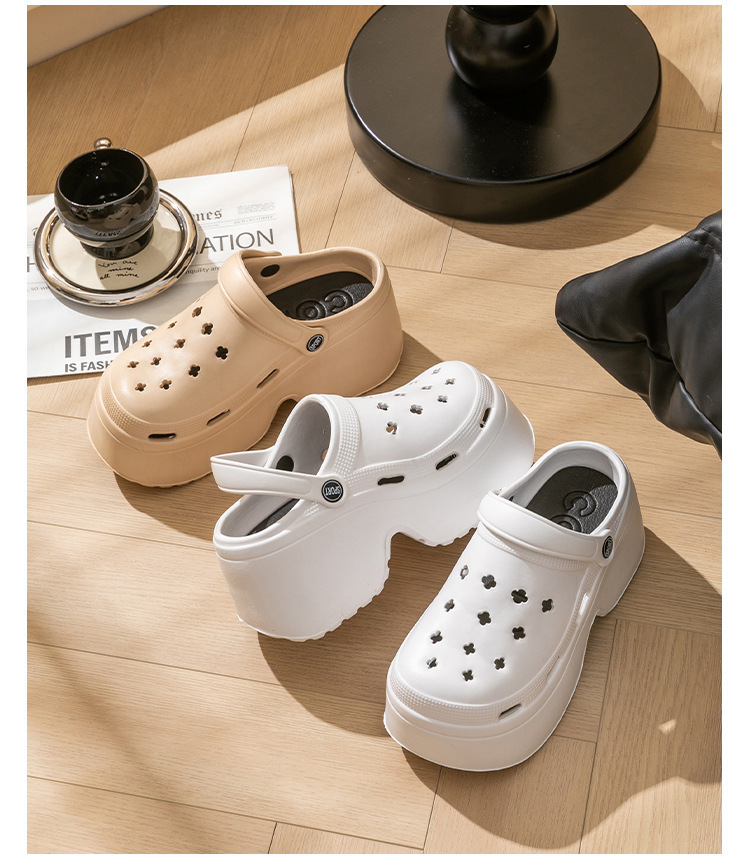 9CM增高跟洞洞鞋女款夏季外穿厚底透气两穿松糕拖鞋防滑沙滩拖鞋详情18