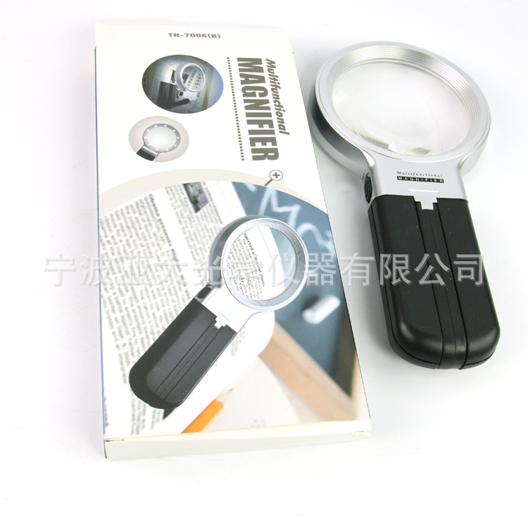 厂家供应 台式 直柄两用90mm光学镜面2.5倍高清阅读led照明放大镜详情3