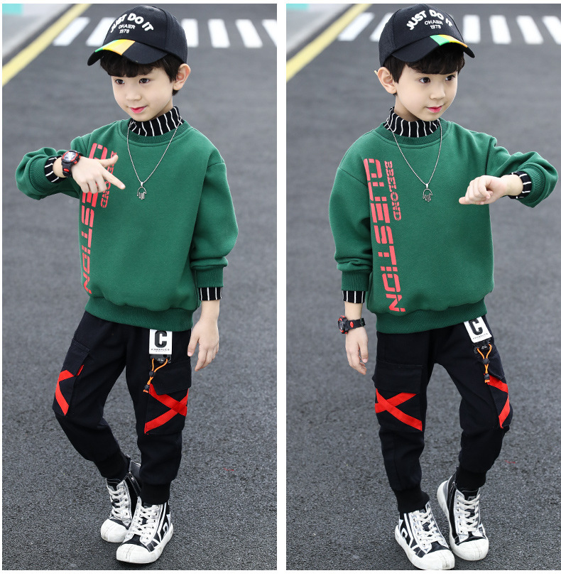 男童加绒卫衣2023新款中大儿童男孩秋冬款加厚保暖上衣冬季酷帅潮详情17