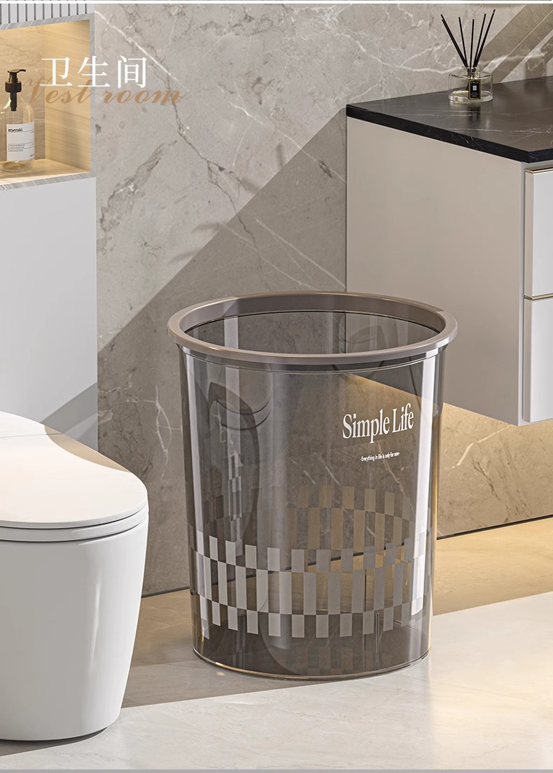 Wholesale of large-sized plastic trash cans for environmental sanitation toilets, outdoor tabletop classification, uncovered, transparent household trash cans for hotel kitchens pic 22