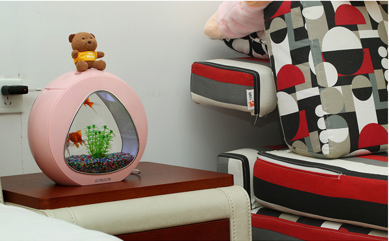 The desk mini aquarium creative desktop LED lighting can filter ecological acrylic fish tank aquarium pic 16