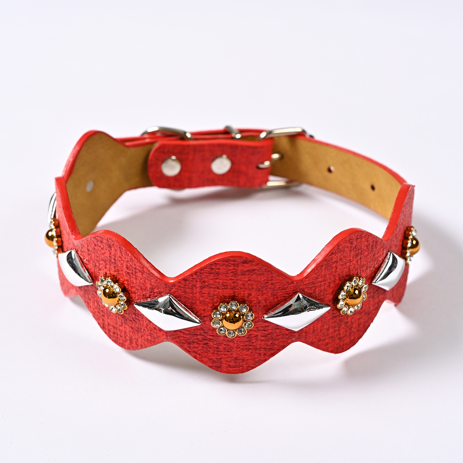 Factory wholesale PU leather pet collars, medium and large-sized dog collars, adjustable multi-color dog collars for pets pic 12