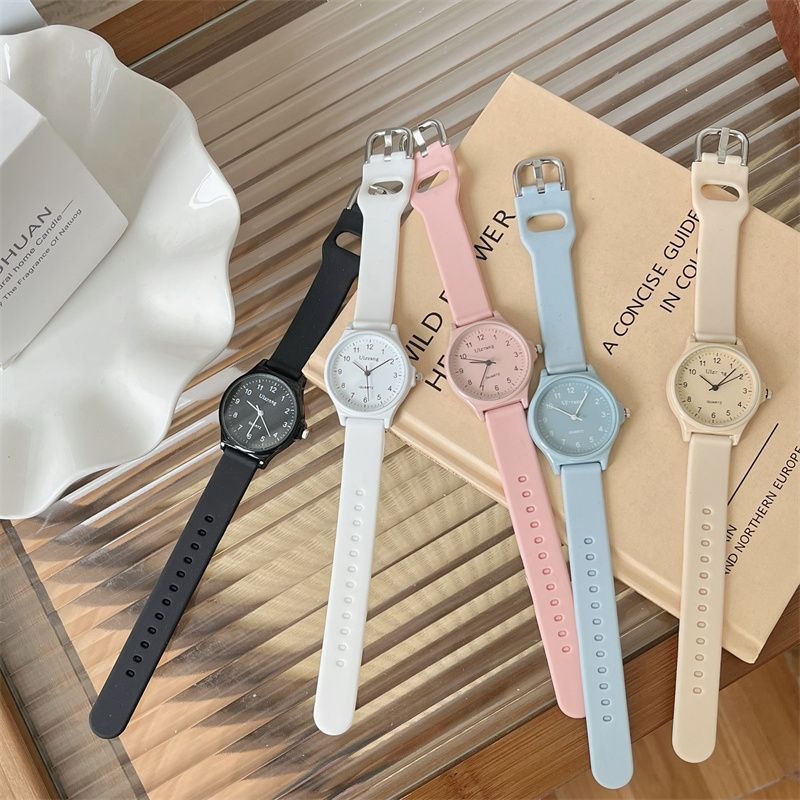 考试专用手表女高中学生指针式上课看时间青春校园验控显白奶茶色详情18