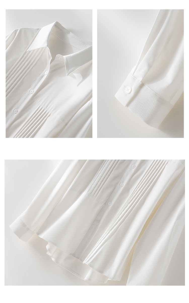 秋季女士纯色衬衫Polo领日系设计感上衣新款宽松复古百搭衬衣开衫详情21