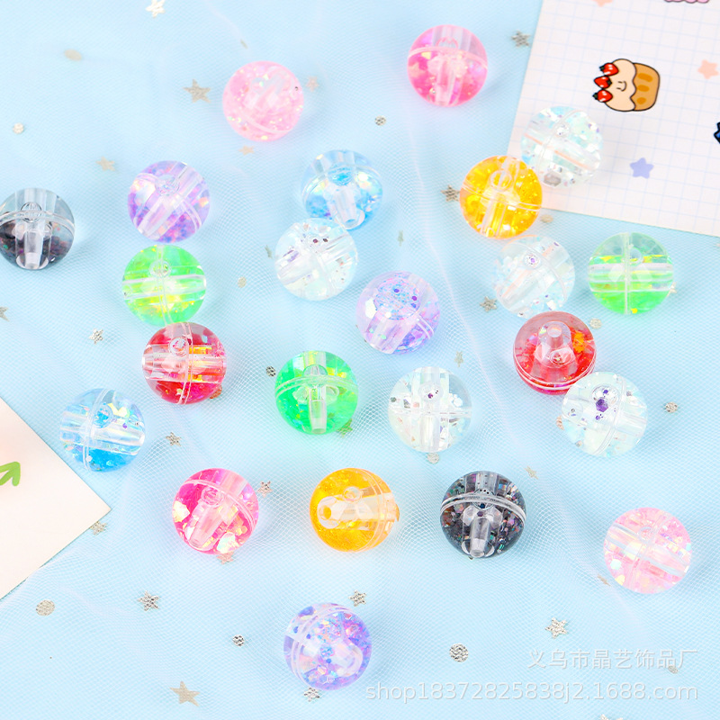 Acrylic straight-hole sand ball pendant, night light sheet perforated diy bracelet, mobile phone chain accessory material pic 5