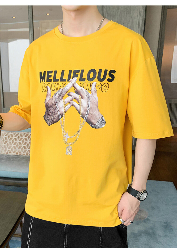 短袖t恤男士夏季潮流休闲半袖体恤宽松打底衫内搭印花潮牌男装详情16