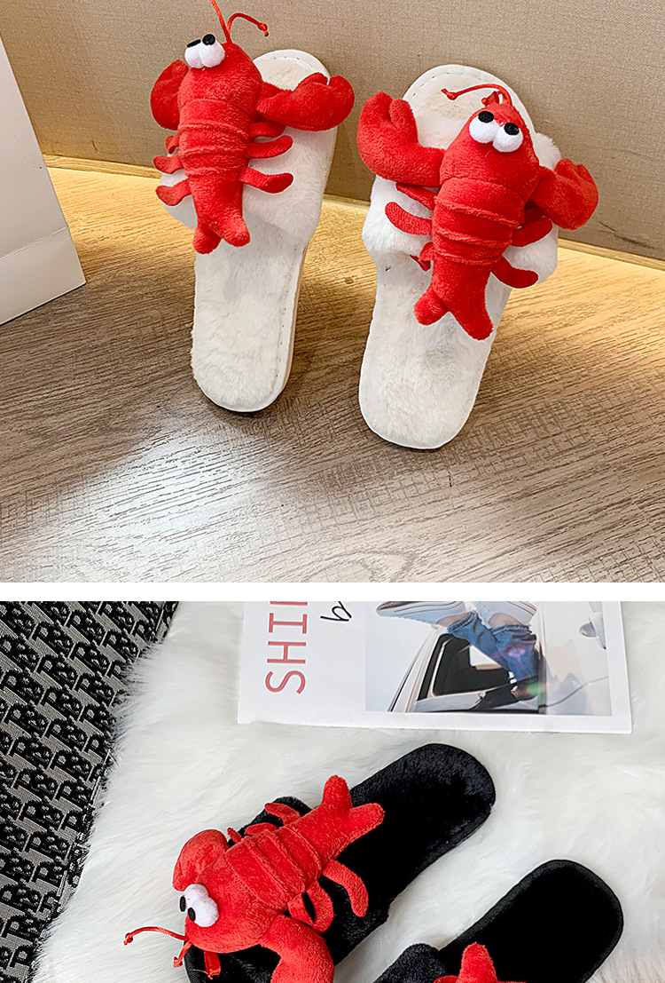 宿舍棉拖鞋女2020秋冬季个性小龙虾螃蟹拖鞋居家保暖时尚棉拖批发详情4