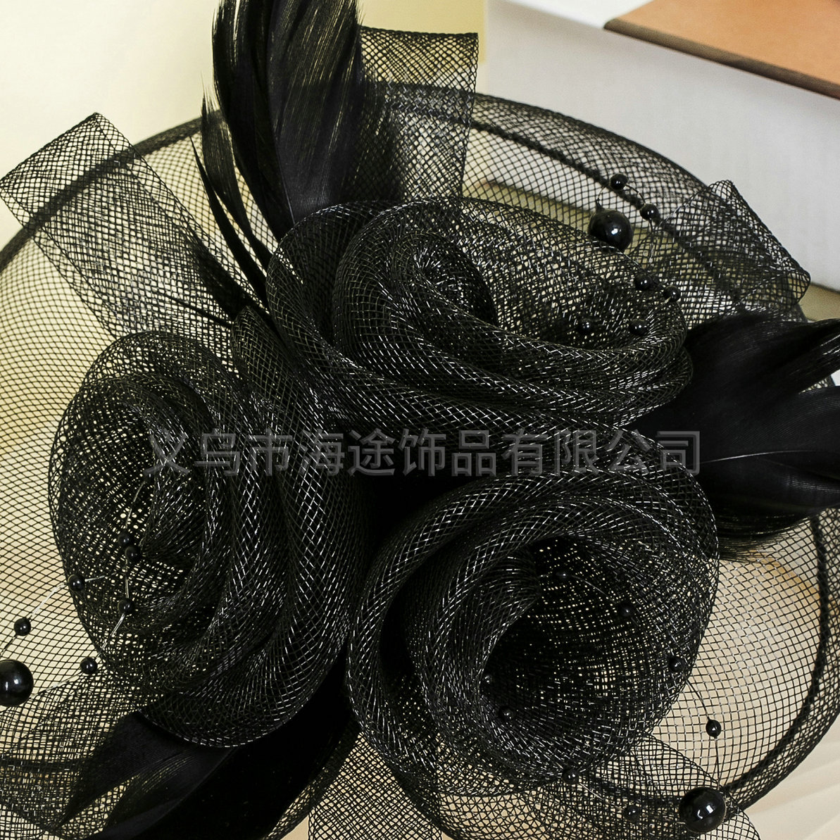 Cross-border European banquet evening dress, elegant socialite top hat, fashionable feather, flower, retro hat flower, banquet hair accessory pic 9