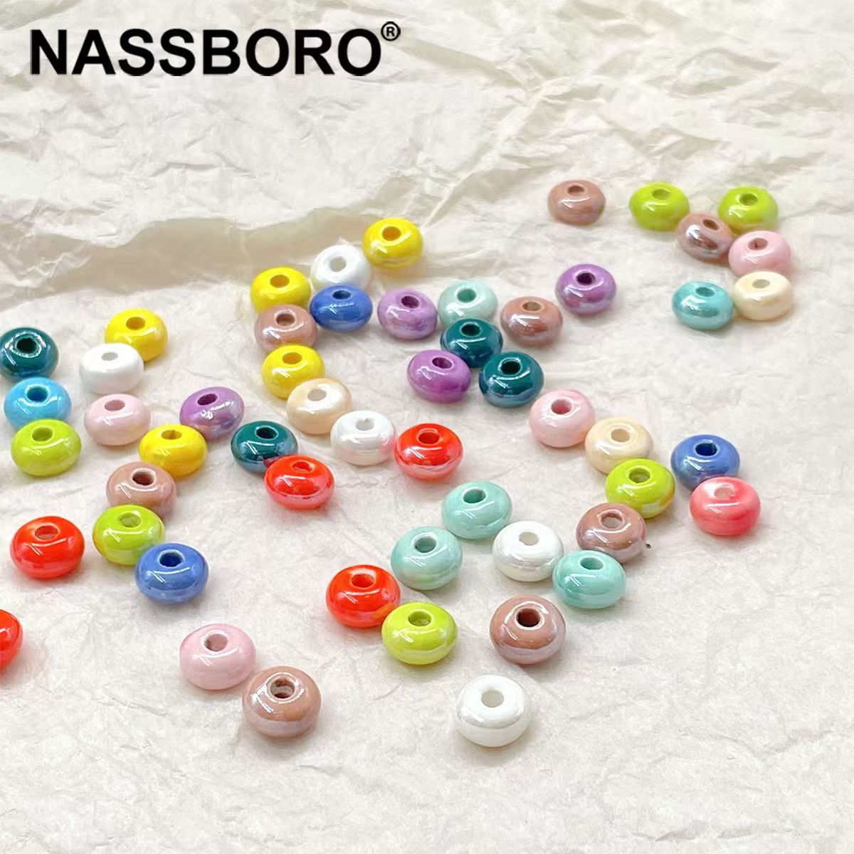 Simple and colorful ceramic pearlescent surface fish five-petal flower beads scattered beads diy handcrafted beaded bracelet decoration accessories pic 35
