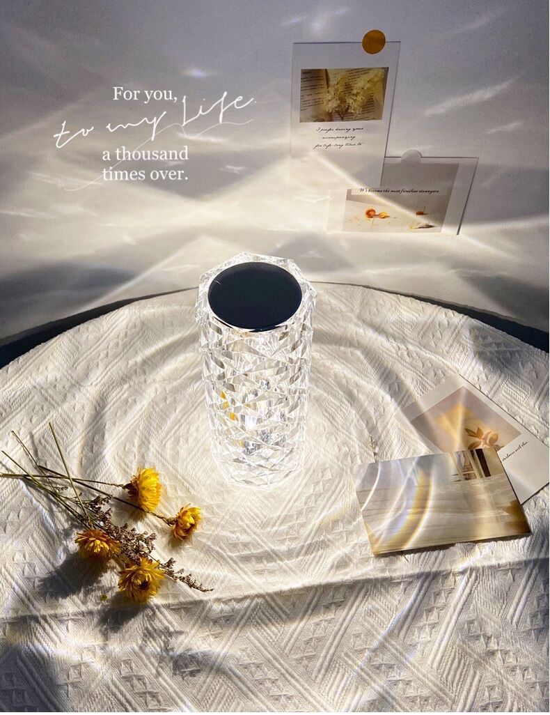 西班牙水晶台灯 网红氛围玫瑰灯北欧创意小夜灯 床头装饰钻石台灯详情5