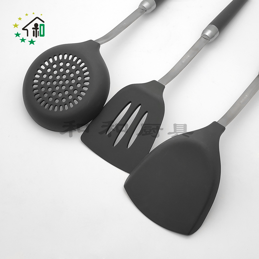 304 stainless steel spatula kitchenware set, kitchen silicone spatula household items, soup spoons, stir-frying and cooking silicone utensils pic 24