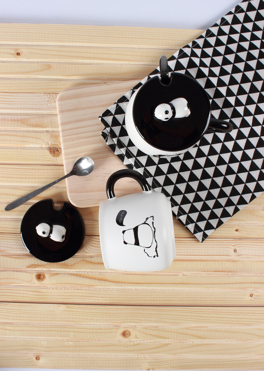 Home use, high appearance level, cartoon creativity, cute covered spoon, animal panda, ceramic mug, student dormitory office pic 8