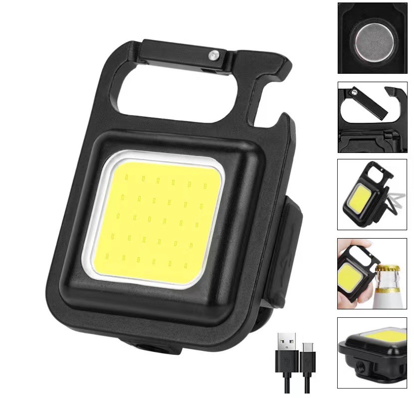 Cross-border COB work light, portable mini strong light keychain light, USB emergency small flashlight, outdoor camping light pic 12