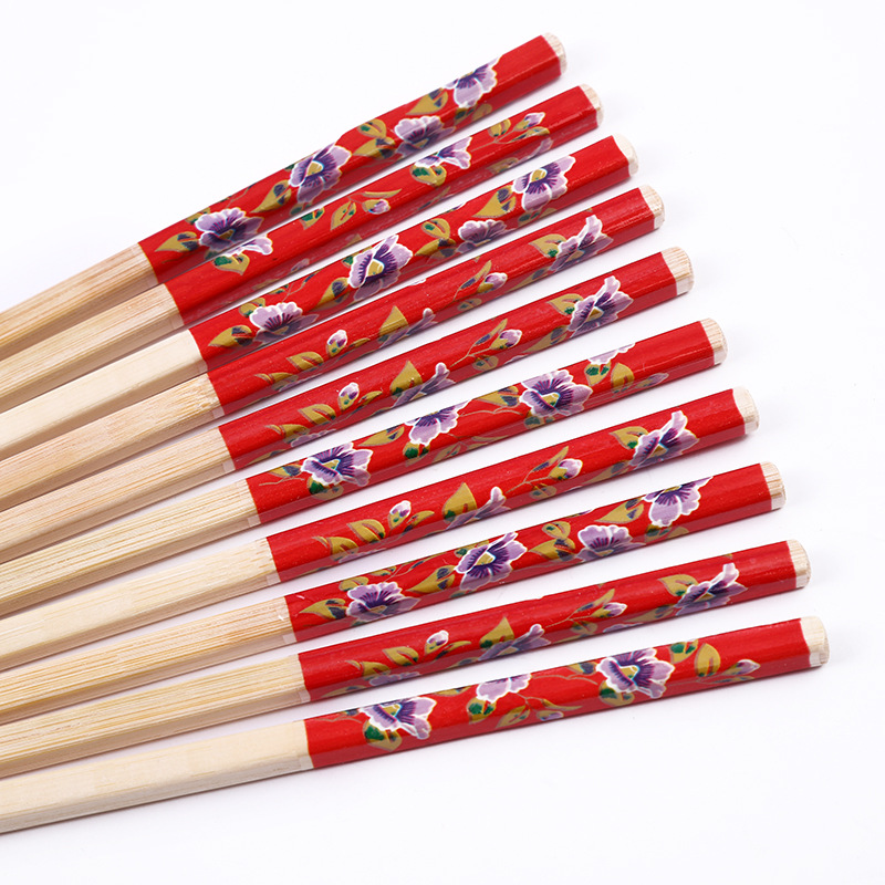 Factory direct sales of 10 sets of flower-shaped chopsticks, bamboo chopsticks, eco-friendly and natural chopsticks. Wholesale two-yuan store supply pic 3